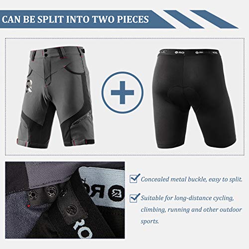 ROCKBROS Pantalones Cortos con 4D Acolchado y Ropa Interior para Ciclismo Bicicleta MTB Deportes Secado Rápido para Hombres