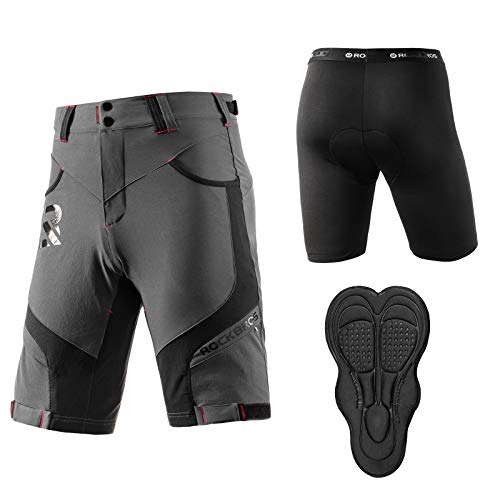 ROCKBROS Pantalones Cortos con 4D Acolchado y Ropa Interior para Ciclismo Bicicleta MTB Deportes Secado Rápido para Hombres 