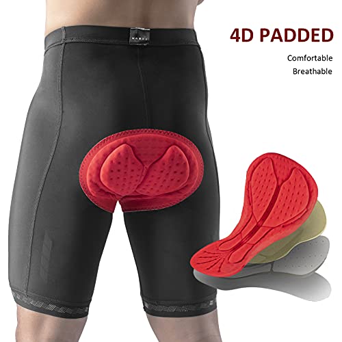 ROCKBROS Pantalones Cortos para Ciclismo con 4D Acolchado para Hombres Mujeres para MTB Bicicleta Deportes Transpirable Secado Rápido, Negro