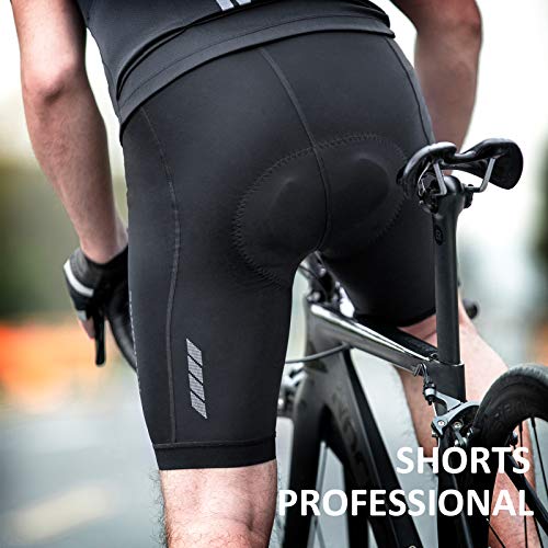 ROCKBROS Pantalones Cortos para Ciclismo con 4D Acolchado para Hombres Mujeres para MTB Bicicleta Deportes Transpirable Secado Rápido, Negro