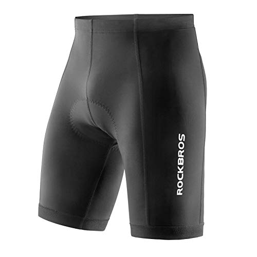 ROCKBROS Pantalones Cortos para Ciclismo con 4D Acolchado para Hombres Mujeres para MTB Bicicleta Deportes Transpirable Secado Rápido, Negro