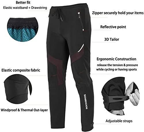 ROCKBROS Pantalones Largos Invierno para Ciclismo a Prueba de Viento Térmicos para Bicicleta MTB Deportes al Aire Libre, Unisex