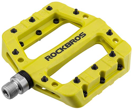 ROCKBROS Pedales Bicicleta de Nylon, para MTB BMX Bicicleta Carretera Gran Plataforma Antideslizante Ligeros, 9/16 Pulgadas