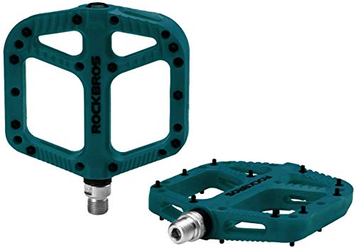 ROCKBROS Pedales Bicicleta, Pedales de Nylon para MTB BMX Bicicleta Carretera, Plataforma Grande Antideslizantes Ligeros, 9/16 Pulgadas