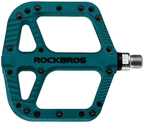 ROCKBROS Pedales Bicicleta, Pedales de Nylon para MTB BMX Bicicleta Carretera, Plataforma Grande Antideslizantes Ligeros, 9/16 Pulgadas