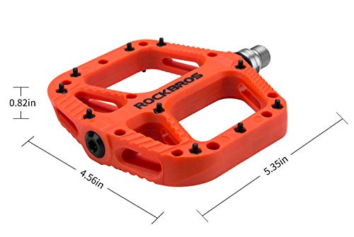 ROCKBROS Pedales Bicicleta, Pedales de Nylon para MTB BMX Bicicleta Carretera, Plataforma Grande Antideslizantes Ligeros, 9/16 Pulgadas