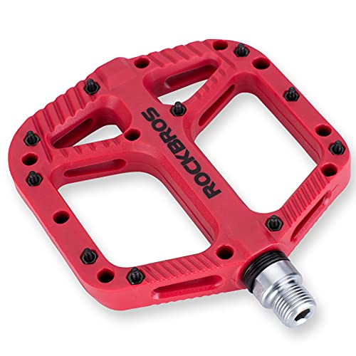 ROCKBROS Pedales Bicicleta, Pedales de Nylon para MTB BMX Bicicleta Carretera, Plataforma Grande Antideslizantes Ligeros, 9/16 Pulgadas