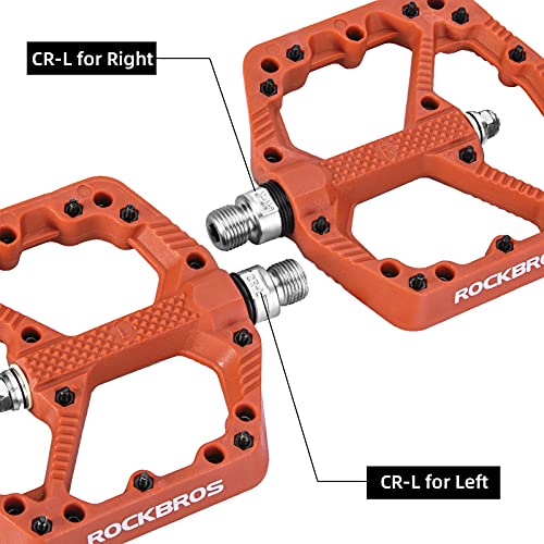 ROCKBROS Pedales de Bicicleta de Nylon, Gran Plataforma Antideslizante, para MTB Bicicleta Carretera BMX, 9/16 Pulgadas