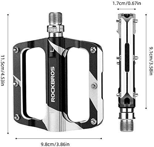 ROCKBROS Pedales de Bicicleta MTB Carretera de Aleación de Aluminio 9/16 Plataforma Antideslizante Ligero Ciclismo