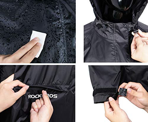 ROCKBROS Poncho de Lluvia Impermeable Chubasquero con Capucha Antiviento Transpirable para Ciclismo Moto MTB Bicicleta de Carretera de Nylon con Bolsillo para Hombre y Mujer