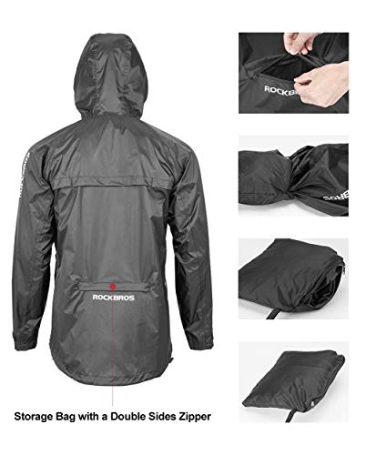 ROCKBROS Poncho de Lluvia Impermeable Chubasquero con Capucha Antiviento Transpirable para Ciclismo Moto MTB Bicicleta de Carretera de Nylon con Bolsillo para Hombre y Mujer