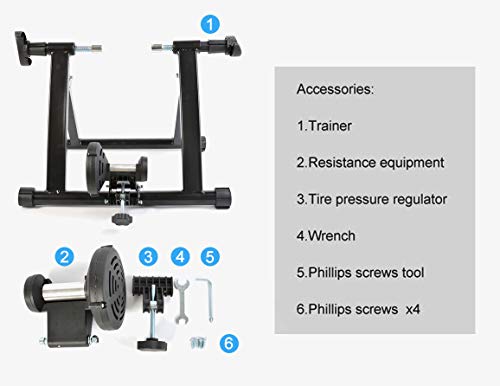 ROCKBROS Rodillo Magnético Ciclismo para Entrenamiento Ejercicio en Interiores, Soporte de Entrenador Plegable, Negro