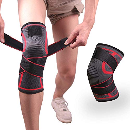 Rodilleras Deportivas, Rodillera Menisco y Ligamentos, Rodillera de Compresión para Crossfit Correr Deportes Baloncesto Desgarro de Meniscos Artritis Alivio para el Dolor en Las Articulaciones - L