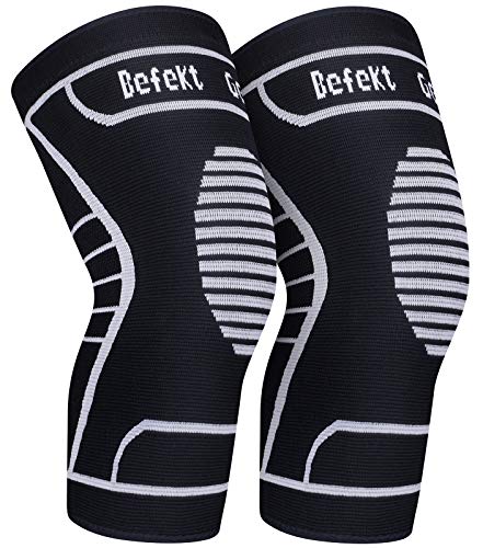 Rodilleras Menisco y Ligamentos, [2 Piezas] Befekt Gears Rodillera Deportiva Compresión Transpirable Antideslizante Hombre y Mujer para Crossfit, Correr, Deportes, Entrenamiento, Baloncesto, Bicicleta