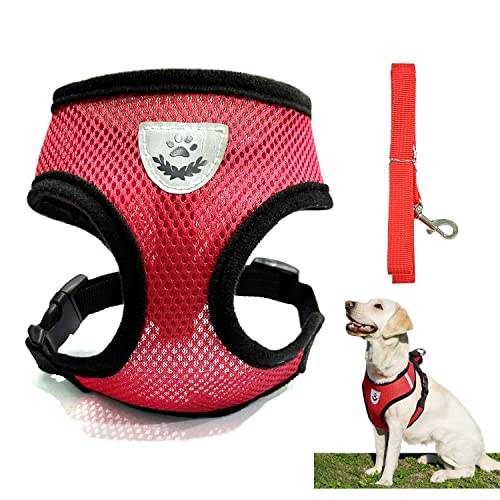 Rojo durable bebé perro gato cachorro mascota reflectante reflectante ligero confort chaleco transpirable suave paño de malla impermeable correa ajustable remolque arnés arnés plomo correa clip s m