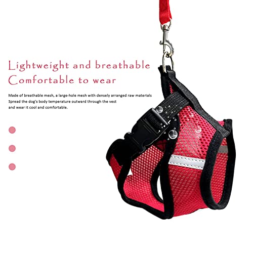 Rojo durable bebé perro gato cachorro mascota reflectante reflectante ligero confort chaleco transpirable suave paño de malla impermeable correa ajustable remolque arnés arnés plomo correa clip s m