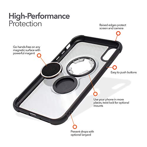 Rokform Crystal Slim - Funda Protectora magnética con Cierre Giratorio, policarbonato, Carbono Transparente, iPhone XR