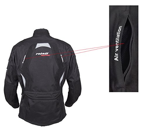 Roleff Racewear larga textilmot orrad Chaqueta con refuerzos de nubuck de piel y protecciones, Negro, Tamaño XXL