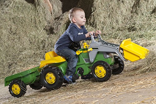 Rolly Toys 023110 John Deere - Tractor a pedales con pala frontal y remolque (168 cm), verde y amarillo [Importado de Alemania]