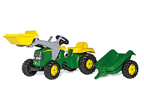 Rolly Toys 023110 John Deere - Tractor a pedales con pala frontal y remolque (168 cm), verde y amarillo [Importado de Alemania]