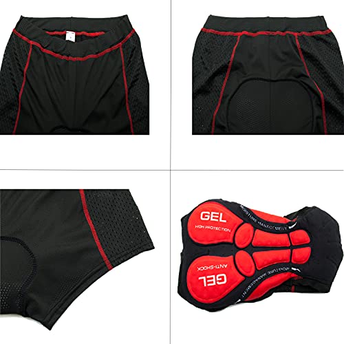 Ropa Interior de Ciclismo Hombre con 3D Gel Acolchado MTB Boxer Ciclismo Pantalones Cortos