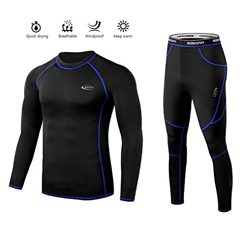 Ropa Interior Térmica Hombre, Camiseta Térmica Hombre Deportes Ropa Interior Funcional Conjuntos Térmicos Termo Invierno Otoño con muy elástica para Running Esquí Montaña Ciclismo Fitness Negro L