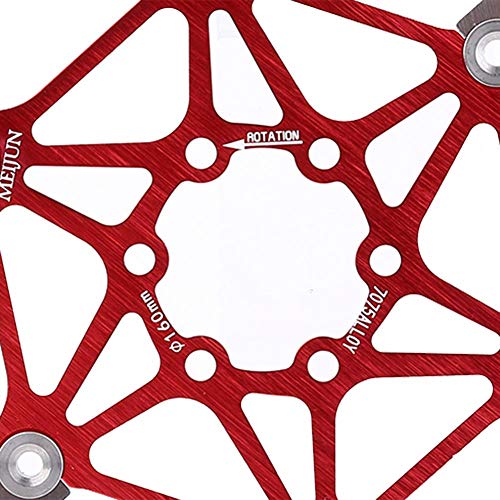 Rotor de freno de disco de bicicleta con tornillos, Disco de freno de bicicleta 160/180/203 mm Tipo de bicicleta de montaña Disco de freno flotante Pastilla de freno de bicicleta(rojo 160mm)