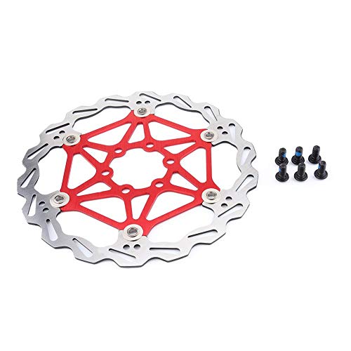 Rotor de freno de disco de bicicleta con tornillos, Disco de freno de bicicleta 160/180/203 mm Tipo de bicicleta de montaña Disco de freno flotante Pastilla de freno de bicicleta(rojo 160mm)