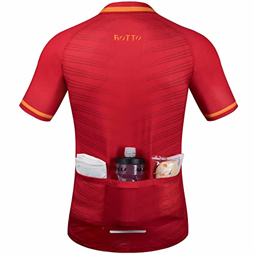 ROTTO Maillot Ciclismo Hombre Camiseta Ciclismo Manga Corta con Bolsillo Serie de la Bandera Nacional