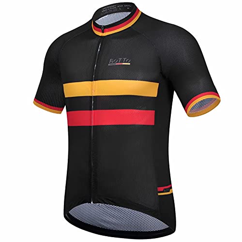 ROTTO Maillot Ciclismo Hombre Camiseta Ciclismo Manga Corta con Bolsillo Serie de la Bandera Nacional