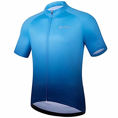 ROTTO Maillot Ciclismo Hombre Camiseta Ciclismo Manga Corta Ropa Ciclista para Bicicleta de montaña con Bolsillo