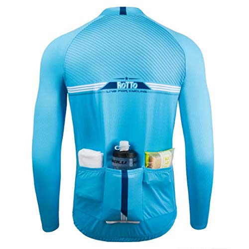 ROTTO Maillot Ciclismo Hombre Camiseta Ciclismo Manga Larga con Bolsillo