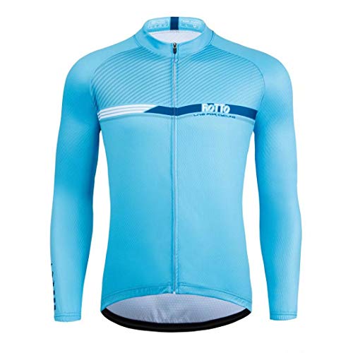 ROTTO Maillot Ciclismo Hombre Camiseta Ciclismo Manga Larga con Bolsillo