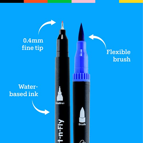 Rotuladores Lettering 25 Colores Rotulador de Doble Punta, Marcadores de Pincel Rotuladores Punta Fina Rotuladores Permanentes Brush Pen Rotuladores Profesionales para Caligrafía y Coloreado