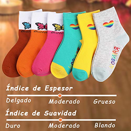 Rovtop 12Pares Calcetines de Niñas, Calcetines de Algodón para Niños de 5 a 10 Años, Calcetines Navideños de Animados Bonitos, Unicornios, Calcetines con Patrón de Sirena