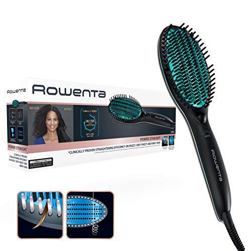 Rowenta Cepillo alisador Power Straight CF5820 - Cepillo especial para cabello muy rizado, con generador de iones y temperatura regulable hasta 200º, púas de gran sujeción desde la raíz