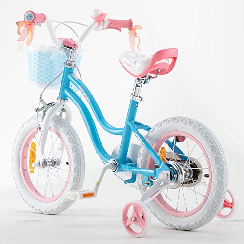 RoyalBaby Bicicleta de Niño niña Stargirl Ruedas auxiliares Bicicletas Infantiles Bicicleta para niños 14 Pulgadas Azul