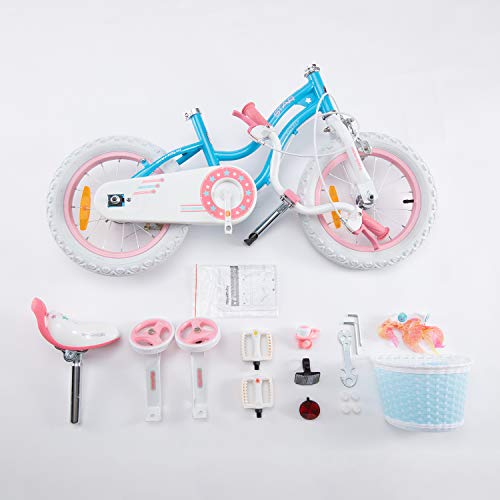 RoyalBaby Bicicleta de Niño niña Stargirl Ruedas auxiliares Bicicletas Infantiles Bicicleta para niños 14 Pulgadas Azul