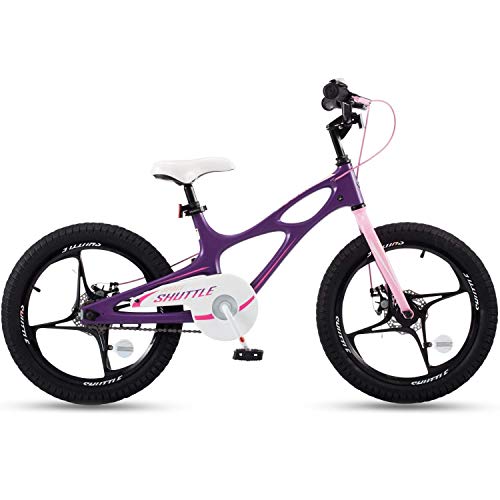 RoyalBaby Bicicleta Infantil para niños y niñas Bicicletas Infantiles Space Shuttle Ruedas auxiliares Bicicleta para niños Magnesio Bicicleta de Niño 14 Pulgadas Purple