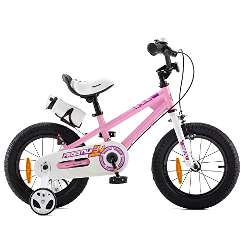 RoyalBaby Bicicletas Infantiles niña niño Freestyle BMX Ruedas auxiliares Bicicleta para niños 14 Pulgadas Pink