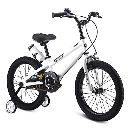 RoyalBaby Bicicletas Infantiles niña niño Freestyle BMX Ruedas auxiliares Bicicleta para niños 18 Pulgadas Blanco