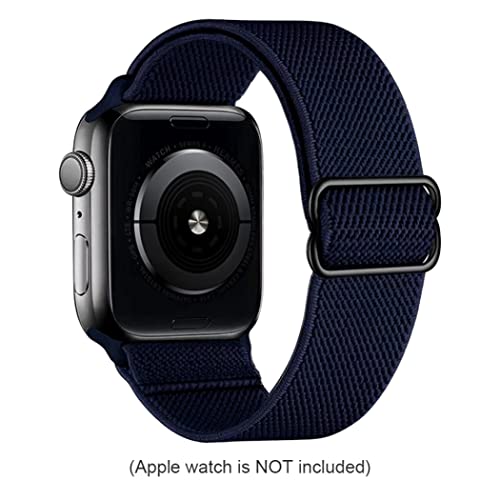 RRunzfon Correas de Reloj de Nylon compatibles con iWatch 42mm 44mm Pulsera de reemplazo de Estiramiento Ajustable Azul Oscuro para electrónica doméstica