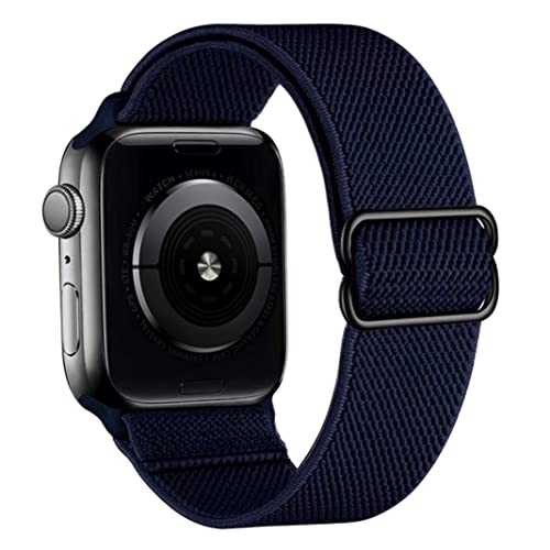 RRunzfon Correas de Reloj de Nylon compatibles con iWatch 42mm 44mm Pulsera de reemplazo de Estiramiento Ajustable Azul Oscuro para electrónica doméstica