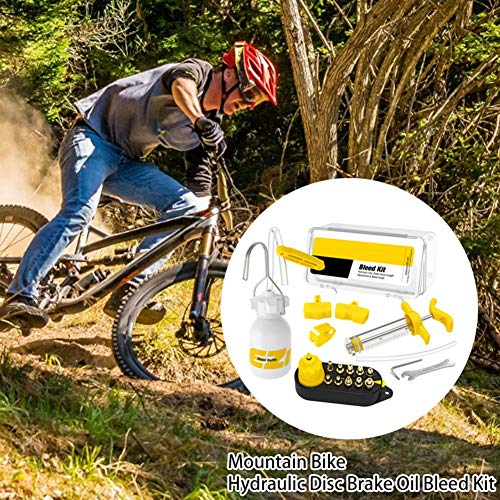 Rubyu Herramienta De Bicicleta, Kit De Purga De Frenos para Frenos De Disco Hidráulicos, Herramientas De Reparación De Bicicletas MTB, para Avid, Formula, Hayes, Fox, DTSWISS, Etc. (Amarillo)