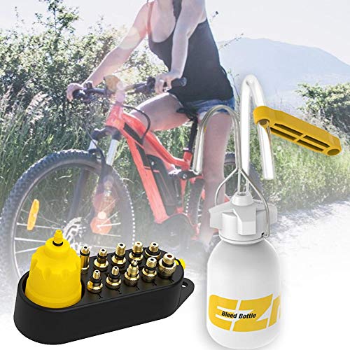 Rubyu Herramienta De Bicicleta, Kit De Purga De Frenos para Frenos De Disco Hidráulicos, Herramientas De Reparación De Bicicletas MTB, para Avid, Formula, Hayes, Fox, DTSWISS, Etc. (Amarillo)