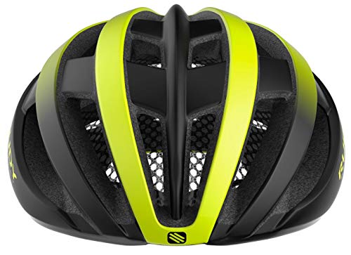 Rudy Project Venger - Casco para bicicleta de carreras, color amarillo fluorescente y negro mate, circunferencia de la cabeza: 51-55 cm