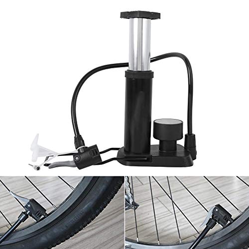 Rueda de inflador de Tipo de Pedal Bomba de Aire de barómetro de inflador de Tipo de Pedal para Bicicleta de montaña E-Bike(Negro)