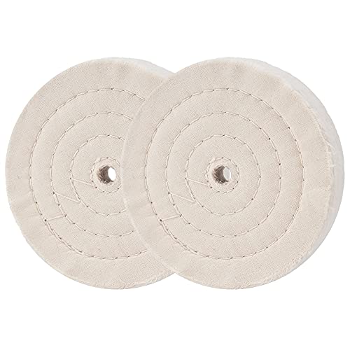 Rueda de pulido Rueda pulidora de 6 pulgadas (70 capas) para amoladora de banco Espejo cosido en espiral Algodón 2 piezas