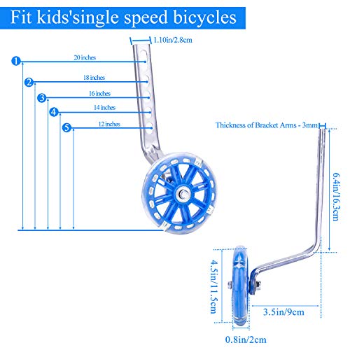 Ruedas Estabilizadoras para Bicicleta Infantil 12 14 16 18 20 Pulgadas, Ruedas de Entrenamiento Bicicleta, Estabilizador de Bicicleta, Azul