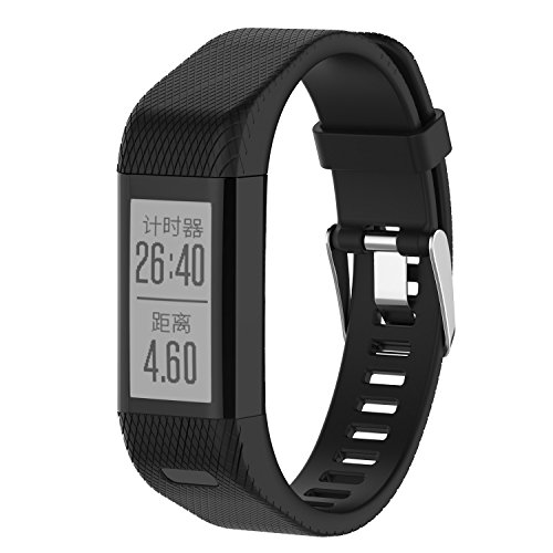 Ruentech Reemplazo Banda de silicona suave bandas correas Pulseras compatible con garmin Vivosmart HR + Smartwatch accesorios, negro